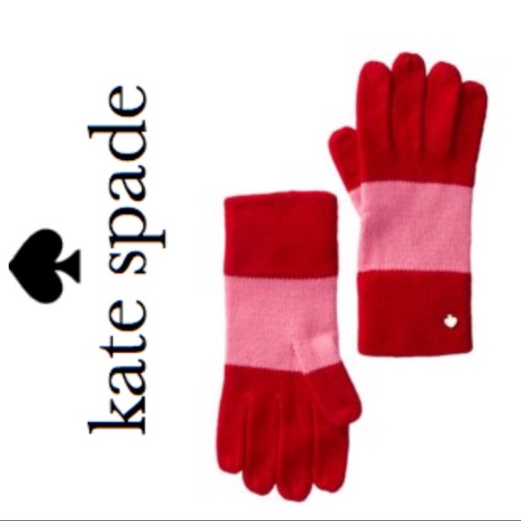 kate spade Accessories - Kate Spade Pink and Red Striped Gloves